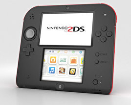 Nintendo 2DS Schwarz + Red 3D-Modell