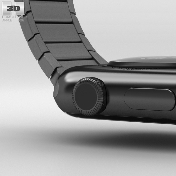 Apple Watch 38mm Black Stainless Steel Case Link Bracelet 3D model download