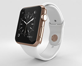 Apple Watch Edition 42mm Rose Gold Case White Sport Band 3D model