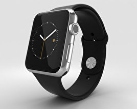 Apple Watch 42mm Stainless Steel Case Black Sport Band 3Dモデル