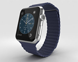 Apple Watch 42mm Stainless Steel Case Blue Leather Loop Modello 3D