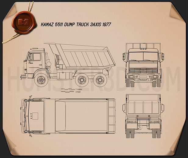 Kamaz 5511 Dump Truck 1977 Blueprint