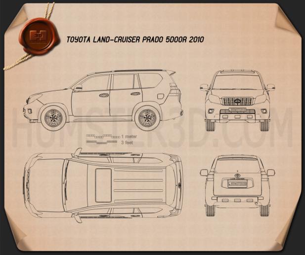 Toyota Land Cruiser Prado 5 porte 2010 Disegno Tecnico