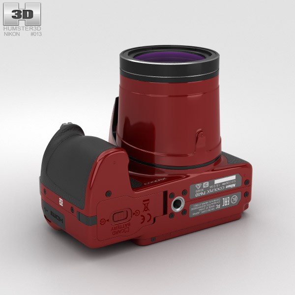 Nikon Coolpix P610 Red 3D model - Download Electronics on 3DModels.org
