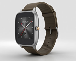 Asus Zenwatch 2 1.63-inch Silver Case Brown Rubber Band 3D model
