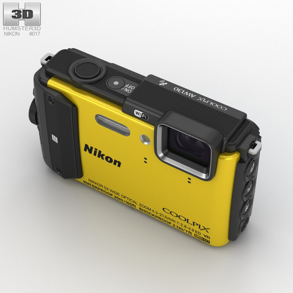 Nikon Coolpix AW130 Yellow 3D model - Download Electronics on 3DModels.org