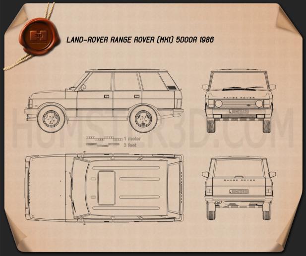 Land Rover Range Rover 1991 Blaupause