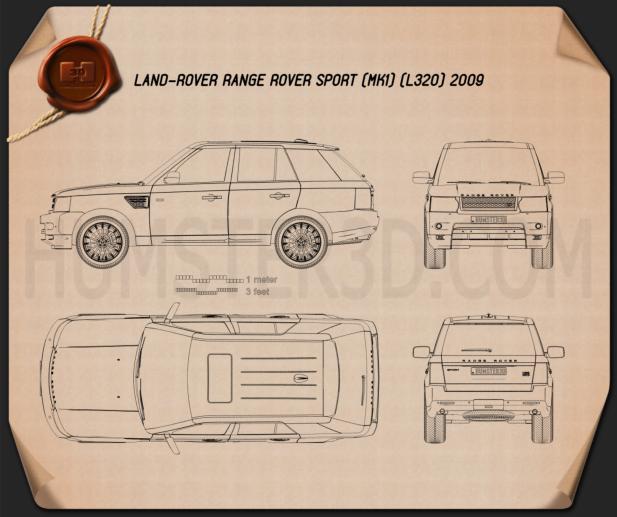Land Rover Range Rover Sport 2009 Disegno Tecnico