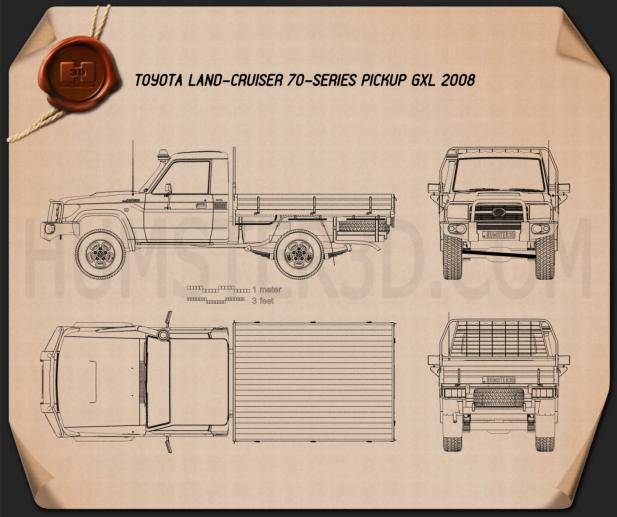 Toyota Land Cruiser (J70) Pickup GXL 2008 Blueprint