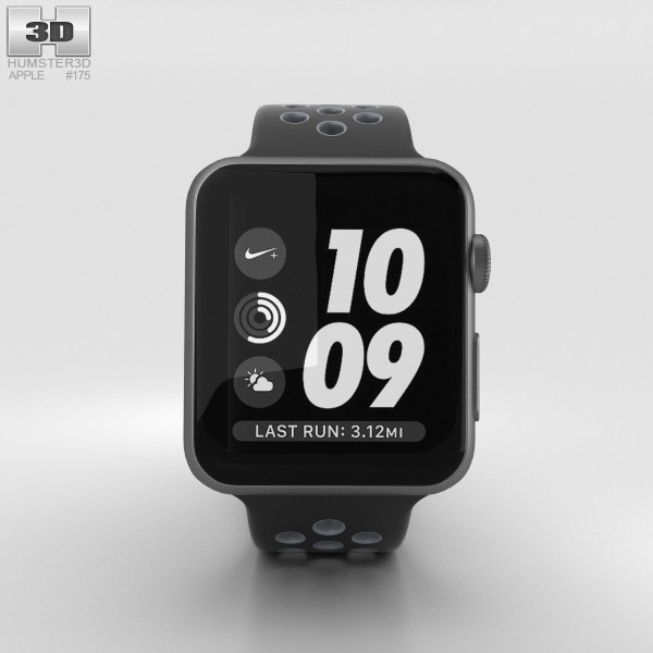 Apple Watch Nike+ 38mm Space Gray Aluminum Case Black/Cool Nike Sport Band  3D model - Download Electronics on 3DModels.org