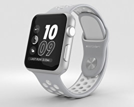 Apple Watch Nike+ 38mm Silver Aluminum Case Flat Silver/White Nike Sport Band Modello 3D