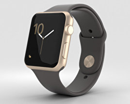Apple Watch Series 2 42mm Gold Aluminum Case Cocoa Sport Band 3Dモデル