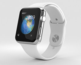 Apple Watch Series 2 42mm Stainless Steel Case White Sport Band Modelo 3D