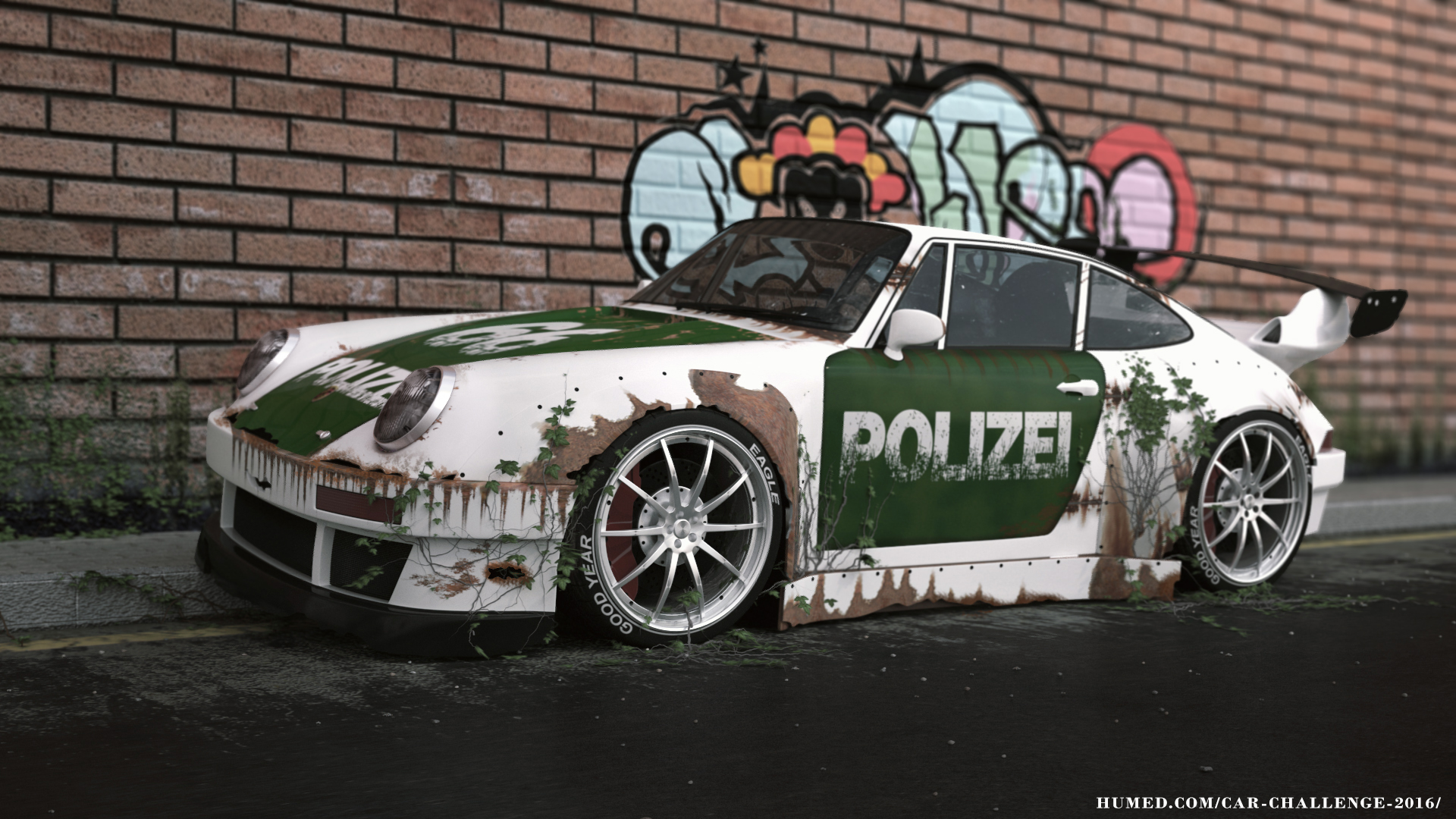 Old police Porsche 993 tuning 3d art
