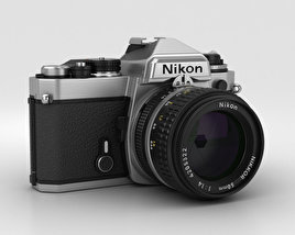 Nikon FE Silver Modello 3D