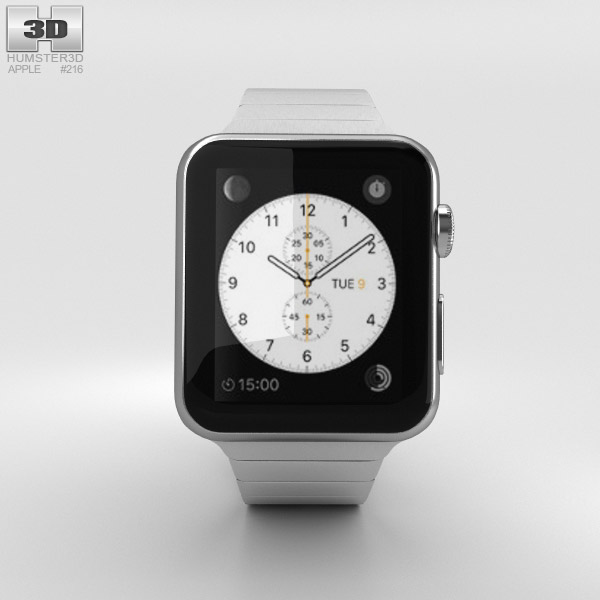 Apple Watch Series 2 38mm Stainless Steel Case Link Bracelet 3D model  download