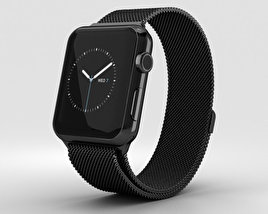 Apple Watch Series 2 42mm Space Black Stainless Steel Case Black Milanese Loop 3D 모델 