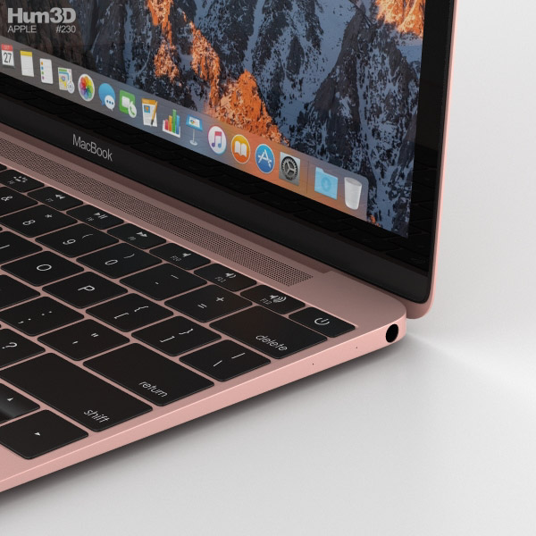 Apple MacBook (2017) Rose Gold Modèle 3D - Télécharger