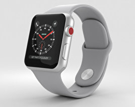 Apple Watch Series 3 38mm GPS + Cellular Silver Aluminum Case Fog Sport Band 3D-Modell