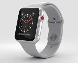 Apple Watch Series 3 42mm GPS + Cellular Silver Aluminum Case Fog Sport Band Modello 3D