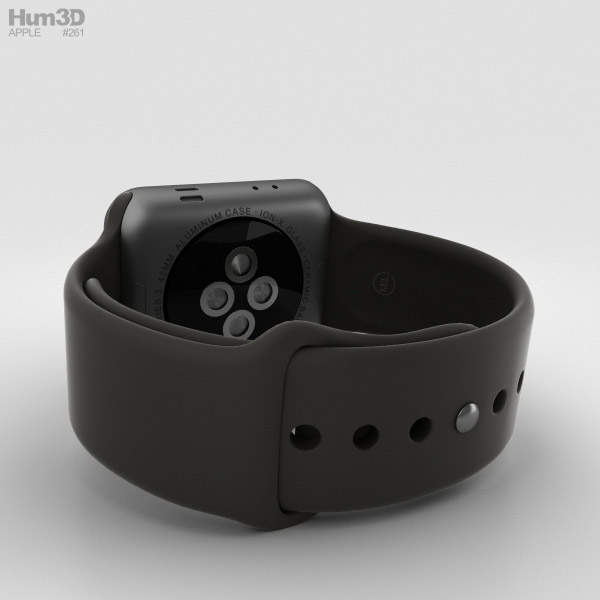 Apple Watch Series 3 42mm GPS + Cellular Space Gray Aluminum Case Black  Sport Band 3D model download