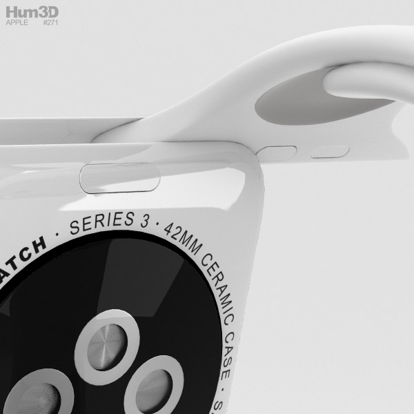 Apple Watch Edition Series 3 42mm GPS White Ceramic Case Soft White/Pebble  Sport Band 3Dモデル ダウンロード