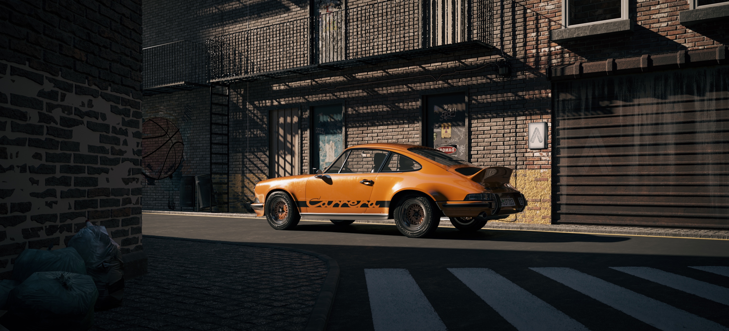 One day in suburbia - Porsche 911 RS 3d art