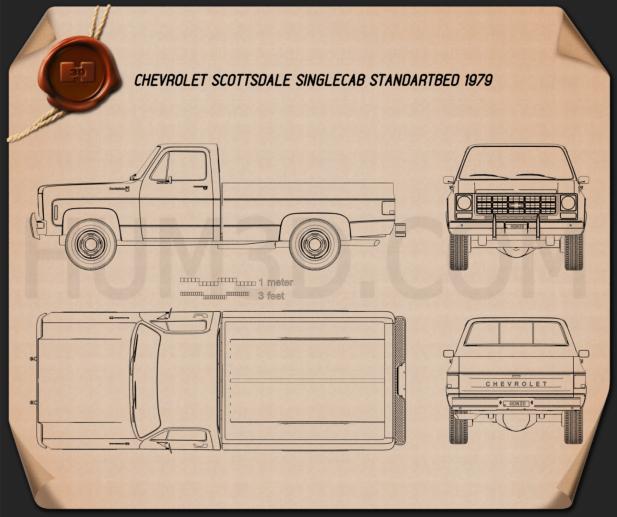 Chevrolet C/K Scottsdale Single Cab Standart 침대 1979 테크니컬 드로잉