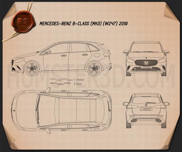 Mercedes-Benz Bクラス (W247) 2019 設計図