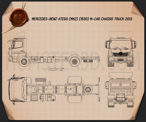 Mercedes-Benz Atego (1530) M-Cab シャシートラック 2013 設計図