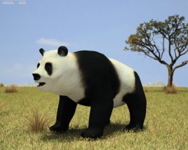 Panda Low Poly Modèle 3D