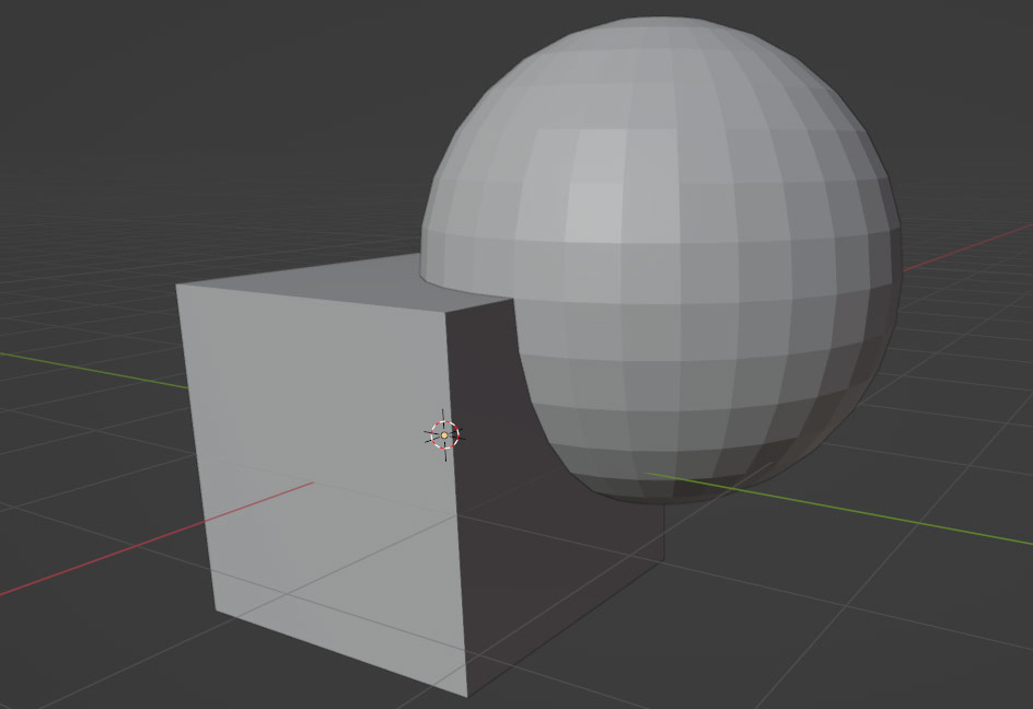 Cube and Sphere objects before using Boolean