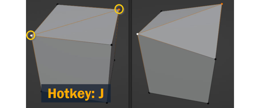 Result after connecting vertices using J hotkey