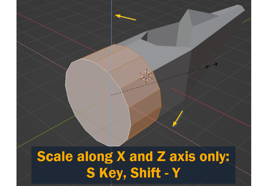 Scaling on all axes except Y using S, Shift - Y