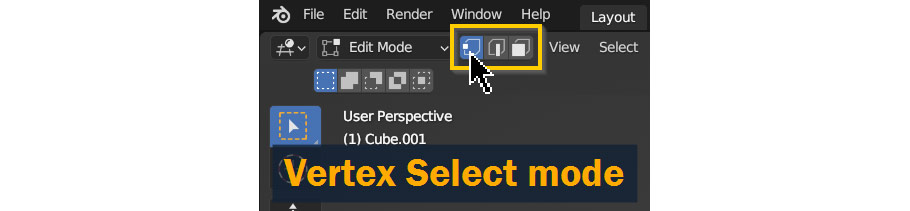 Enabling Vertex Select mode