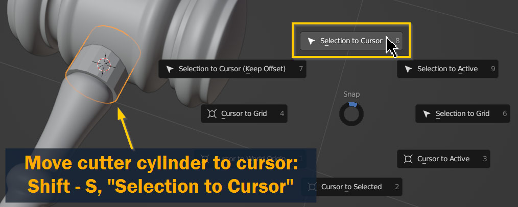 moving cutter cylinder to cursor