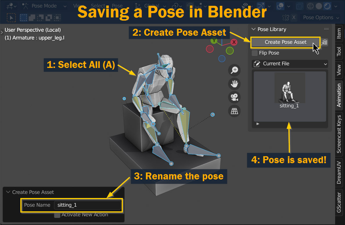 How To Save Pose For Character In Blender | How To Create Pose Library |  Changing Character Pose ⁠— Blender.Today