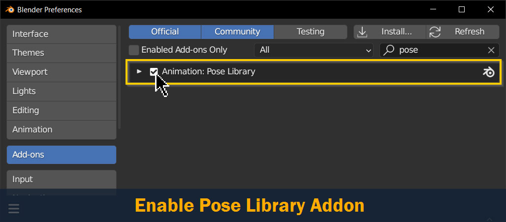 finding pose library