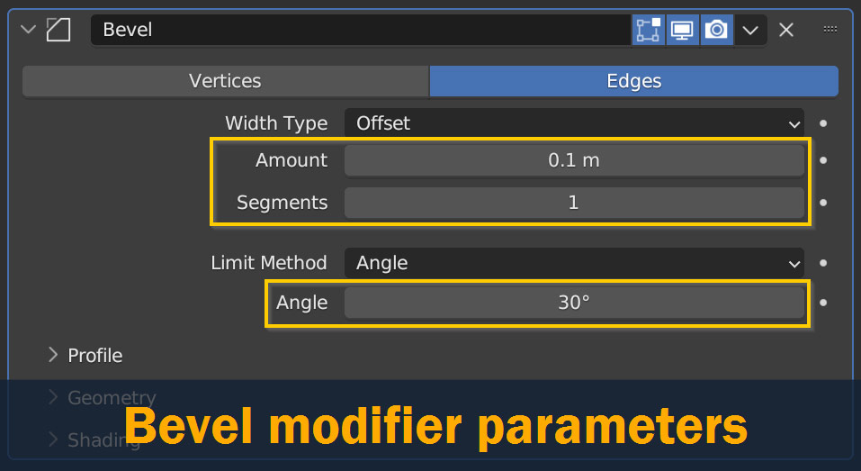 bevel modifier parameters
