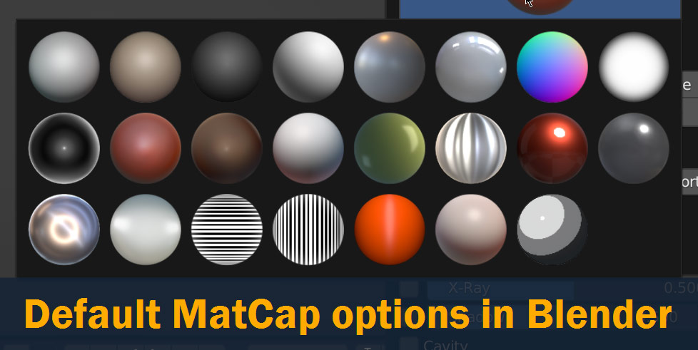 default matcap options in blender