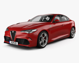 Alfa Romeo Giulia Quadrifoglio с детальным интерьером 2019 3D модель