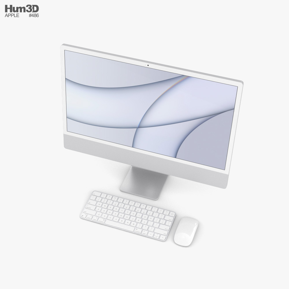 Apple iMac 24-inch 2021 Silver 3Dモデル ダウンロード
