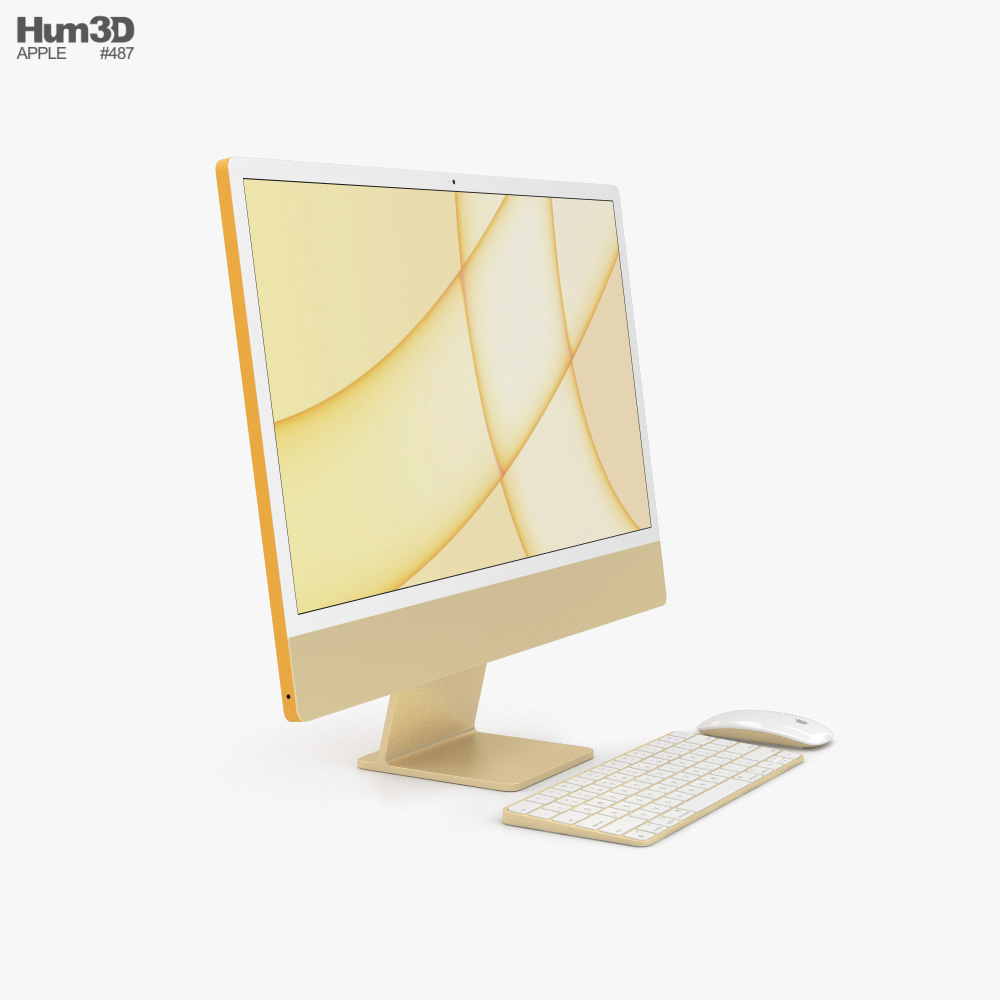 Apple iMac 24-inch 2021 Yellow 3D model - Download Electronics on 