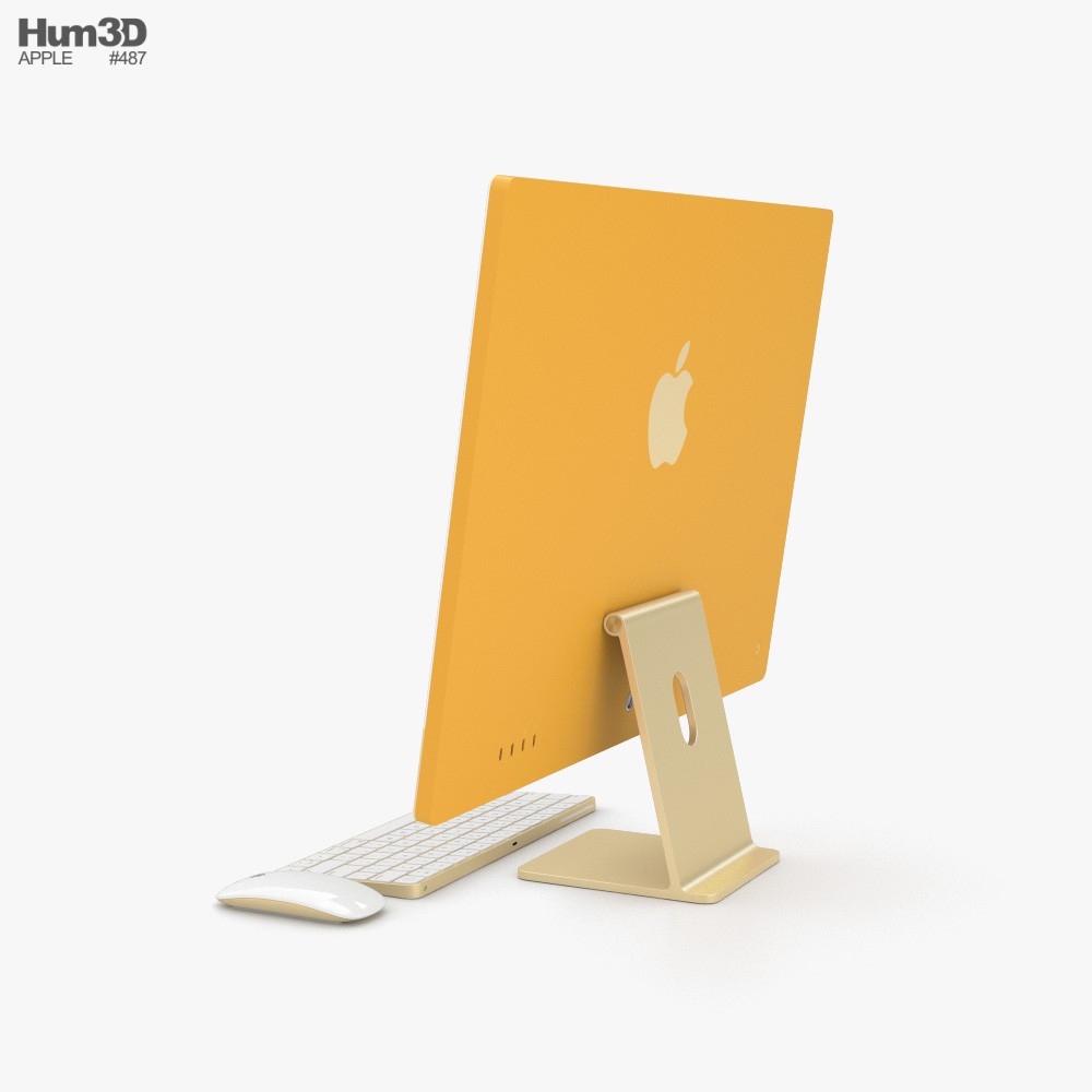 Apple iMac 24-inch 2021 イエロー 3Dモデル ダウンロード
