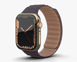 Apple Watch Series 7 45mm Gold Stainless Steel Case with Leather Link 3Dモデル