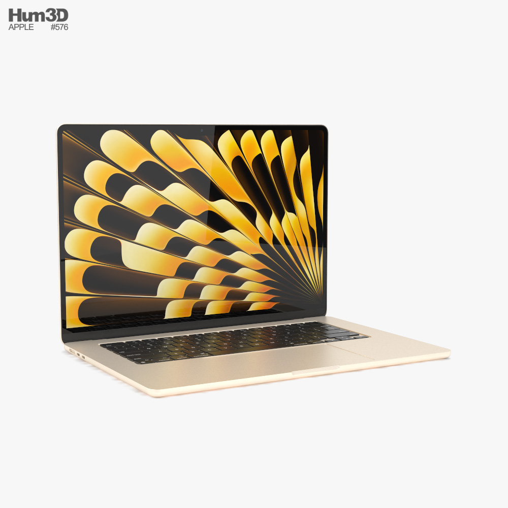 Apple MacBook Air 15 inch 2023 Starlight 3Dモデル ダウンロード