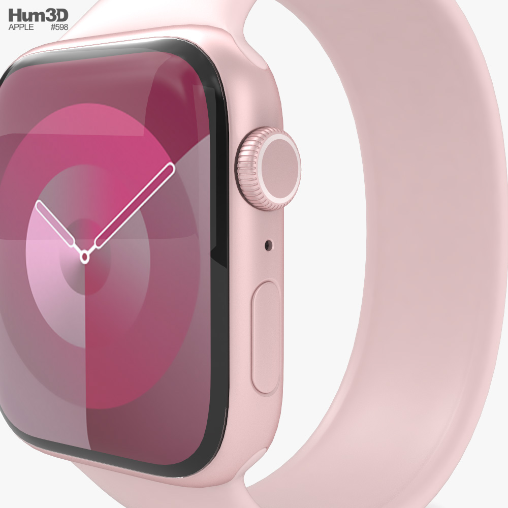 Apple Watch Series 9 41mm Pink Aluminum Case with Solo Loop 3D