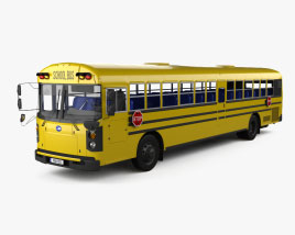 Blue Bird RE Школьный автобус с детальным интерьером 2023 3D модель