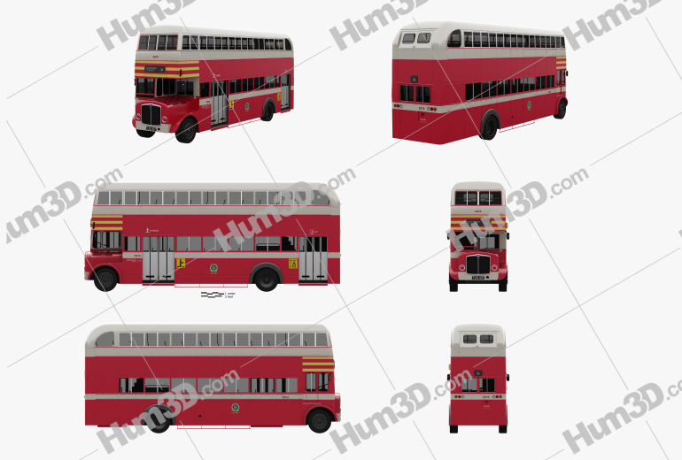 AEC Regent Double-Decker Bus 1952 Blueprint Template