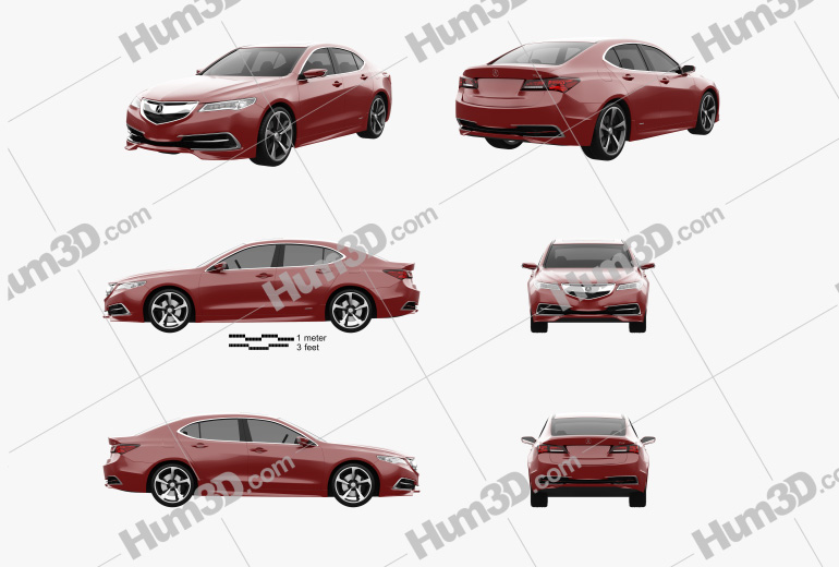 Acura TLX Concept 2017 Blueprint Template